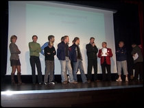 Didier Lieven, vice-Prsident sportif et entraineur prend le micro ...